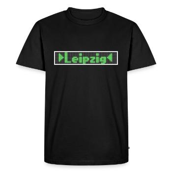 Leipzig LED Display Green - Men's Premium Organic T-Shirt - black - Front - Nico (187cm)