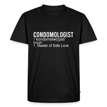 Condomologiste Sarcastique Utiliser un préservatif - T-shirt Premium bio Homme - noir - Devant - Nico (187cm)