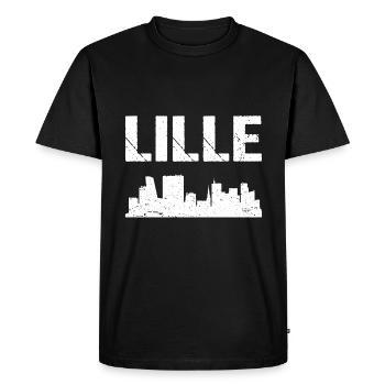 Lille Skyline France Ville de Lille - T-shirt Premium bio Homme - noir - Devant - Nico (187cm)