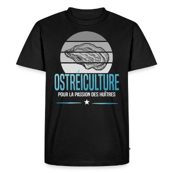 L'ostréiculture pour la passion de l'huître - T-shirt Premium bio Homme - noir - Devant - Nico (187cm)