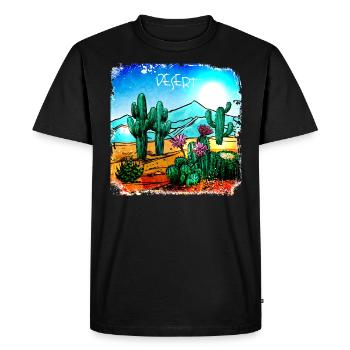 Cactus dans un paysage désertique - T-shirt Premium bio Homme - noir - Devant - Nico (187cm)
