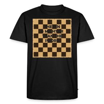 Joueur d’échecs Maître Dictons d’échecs - T-shirt Premium bio Homme - noir - Devant - Nico (187cm)