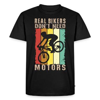 Real bikers don't need motors and batteries - Men's Premium Organic T-Shirt - black - Front - Nico (187cm)