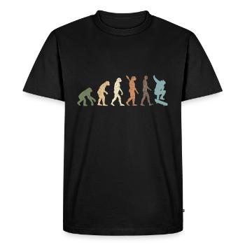 Funny Retro Evolution Of Man Skateboard - Men's Premium Organic T-Shirt - black - Front - Nico (187cm)