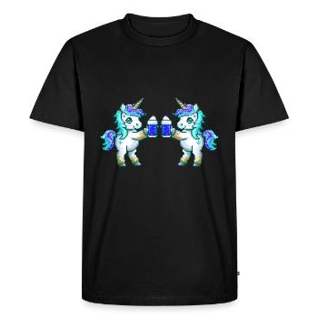 Fête de la bière de l’équipe des licornes - T-shirt Premium bio Homme - noir - Devant - Nico (187cm)