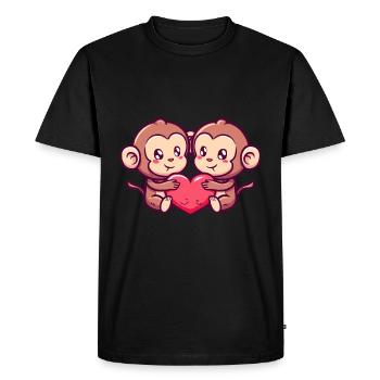 Monkey Couple Love Valentine's Day - Men's Premium Organic T-Shirt - black - Front - Nico (187cm)