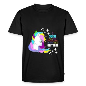 Unicorn glitter problems solver gift idea - Men's Premium Organic T-Shirt - black - Front - Nico (187cm)
