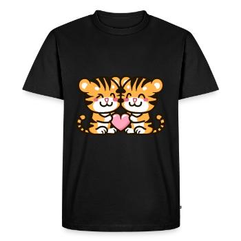 Couple de tigres Amour Saint-Valentin - T-shirt Premium bio Homme - noir - Devant - Nico (187cm)