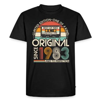 Original 1983 Vintage Vintage Rétro Anniversaire - T-shirt Premium bio Homme - noir - Devant - Nico (187cm)