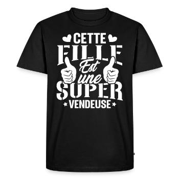 Cette Fille Est Une Super Vendeuse - T-shirt Premium bio Homme - noir - Devant - Nico (187cm)