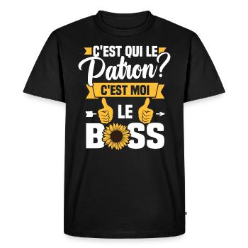 C'est qui le patron c'est moi le boss - T-shirt Premium bio Homme - noir - Devant - Nico (187cm)