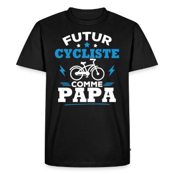 Futur cycliste comme papa - T-shirt Premium bio Homme - noir - Devant - Nico (187cm)