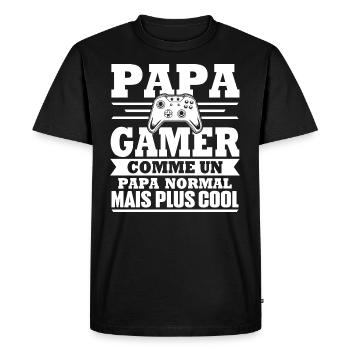 Papa gamer comme un papa normal - T-shirt Premium bio Homme - noir - Devant - Nico (187cm)