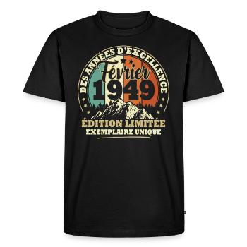 Vintage cadeau d'anniversaire née en Février 1949 - T-shirt Premium bio Homme - noir - Devant - Nico (187cm)