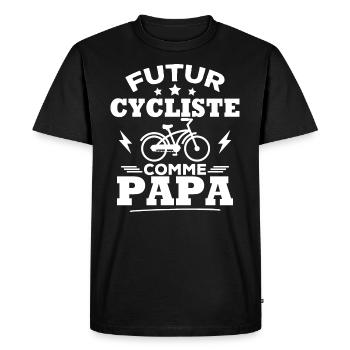 Futur cycliste comme papa - T-shirt Premium bio Homme - noir - Devant - Nico (187cm)