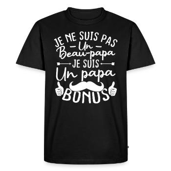 Je ne suis pas un beau papa je suis un papa bonus - T-shirt Premium bio Homme - noir - Devant - Nico (187cm)