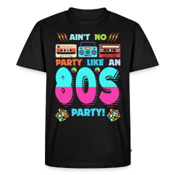 80s Party Vibes - Retro Design with Cassette Tapes - Men's Premium Organic T-Shirt - black - Front - Nico (187cm)