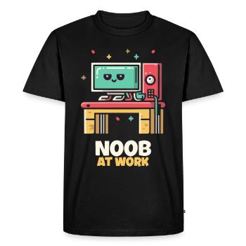 Noob at Work - Men's Premium Organic T-Shirt - black - Front - Nico (187cm)