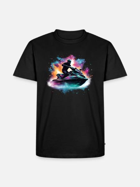 Per Jetski durch die Galaxis - Männer Premium Bio T-Shirt - Schwarz