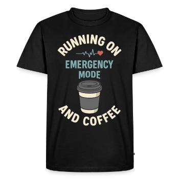 Emergency Mode Active – Fueled by Coffee - Men's Premium Organic T-Shirt - black - Front - Nico (187cm)