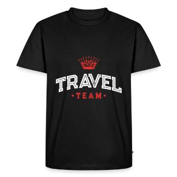 Travel Team - Men's Premium Organic T-Shirt - black - Front - Nico (187cm)