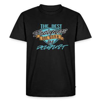 Best Designers Born In AUGUST - Men's Premium Organic T-Shirt - black - Front - Nico (187cm)