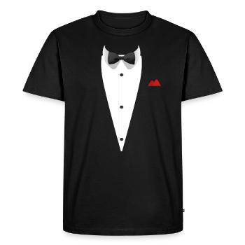 Tuxedo T Shirt with Bowtie For Weddings - Men's Premium Organic T-Shirt - black - Front - Nico (187cm)