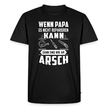 Wenn Papa es nicht reparieren kann - Geschenkidee - Männer Premium Bio T-Shirt - Schwarz - Vorne - Nico (187cm)