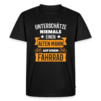 Alter Mann Fahrrad Radfahrer - Männer Premium Bio T-Shirt - Schwarz - Vorne - Nico (187cm)