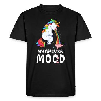 Pooping unicorn mood funny - Men's Premium Organic T-Shirt - black - Front - Nico (187cm)