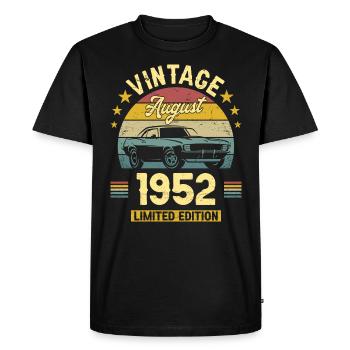 Vintage August 1952 70 years Anniversary - Men's Premium Organic T-Shirt - black - Front - Nico (187cm)