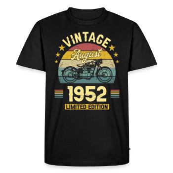 Vintage August 1952 70 years Anniversary - Men's Premium Organic T-Shirt - black - Front - Nico (187cm)