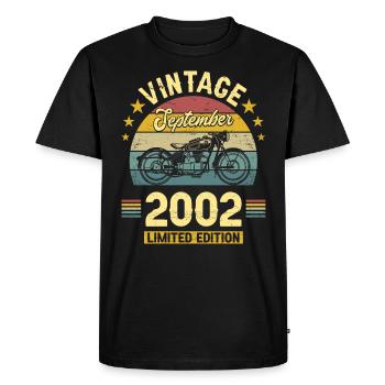 Vintage Septembre 2002 20 Ans Anniversaire - T-shirt Premium bio Homme - noir - Devant - Nico (187cm)