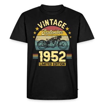 Vintage September 1952 70 years Anniversary - Men's Premium Organic T-Shirt - black - Front - Nico (187cm)