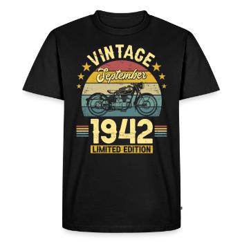 Vintage September 1942 80 years Anniversary - Men's Premium Organic T-Shirt - black - Front - Nico (187cm)