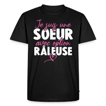 Je suis une soeur avec option Râleuse - T-shirt Premium bio Homme - noir - Devant - Nico (187cm)