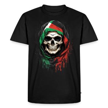 Crâne palestinien : drapeau de la fierté - T-shirt Premium bio Homme - noir - Devant - Nico (187cm)