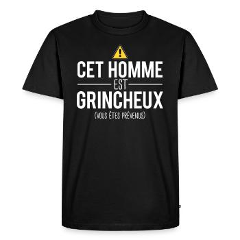 Homme de mauvaise humeur cadeau homme humour - T-shirt Premium bio Homme - noir - Devant - Nico (187cm)