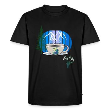 Pause-café Mountain Mountaineer Mountain Caffeine - T-shirt Premium bio Homme - noir - Devant - Nico (187cm)