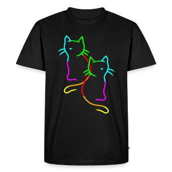 années 80 années 90 Rétro Vintage Arc en ciel Chats Chat - T-shirt Premium bio Homme - noir - Devant - Nico (187cm)