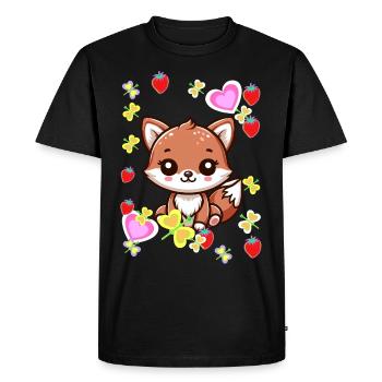 années 80 90 renard renards enfants vintage rétro - T-shirt Premium bio Homme - noir - Devant - Nico (187cm)