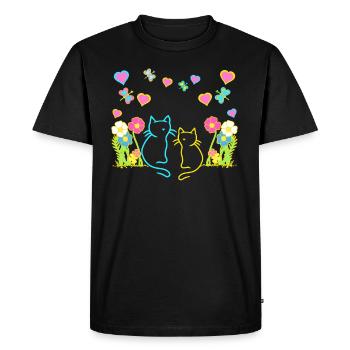Rétro Été Chats Chat Enfants Enfant Bébé - T-shirt Premium bio Homme - noir - Devant - Nico (187cm)