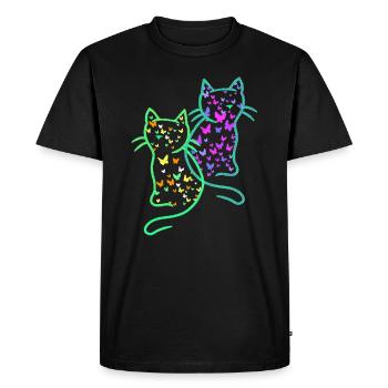 des années 80 Rétro Chats Chat Teen Papillons Enfant - T-shirt Premium bio Homme - noir - Devant - Nico (187cm)