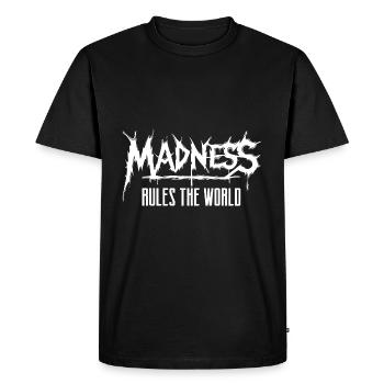 La folie règne sur le monde. La folie règne - T-shirt Premium bio Homme - noir - Devant - Nico (187cm)