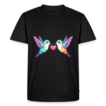 Colibri oiseau couple amour Saint-Valentin - T-shirt Premium bio Homme - noir - Devant - Nico (187cm)