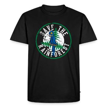Save the Rainforest - Save the Animals - Primeval Tree - Men's Premium Organic T-Shirt - black - Front - Nico (187cm)