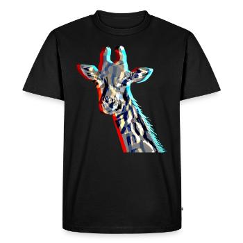 Giraffe with 3D effect - Men's Premium Organic T-Shirt - black - Front - Nico (187cm)