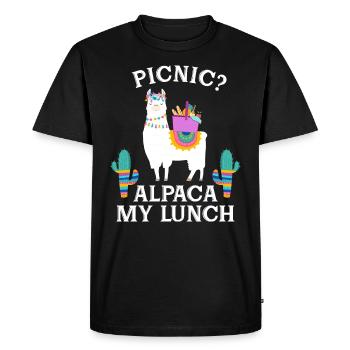 Pique-nique? Alpaga mon déjeuner Funny Llama - T-shirt Premium bio Homme - noir - Devant - Nico (187cm)