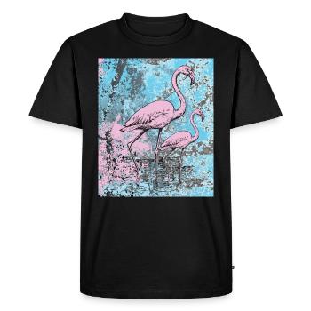 Flamants roses - T-shirt Premium bio Homme - noir - Devant - Nico (187cm)