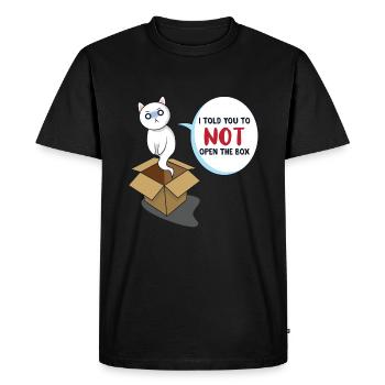 Le chat de Schrödinger - T-shirt Premium bio Homme - noir - Devant - Nico (187cm)